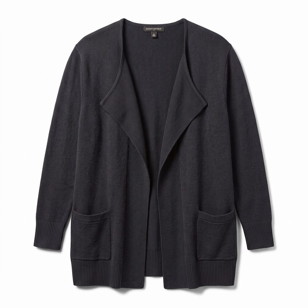 Banana Republic Navy Blue Cardigan Duster Sweater Wool Blend Women's XL Work